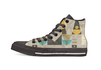 

Geometric Abstract 19 Design breathable Casual High Top lace-up Canvas shoes sneakers For Drop shipping