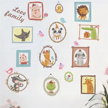 

Cartoon Animals Photo Frame Love Family wall stickers For Kids Rooms Wall decals Children Bedroom kindergarten Decor