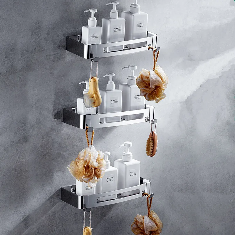 Ceny 304 półki łazienkowe ze stali nierdzewnej srebrne akcesoria łazienkowe prysznic półka narożna szampon regał magazynowy uchwyt na kosz łazienkowy