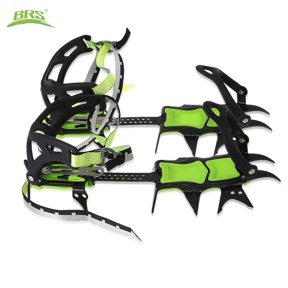 BRS 14 الأسنان المجمعة الأشرطة المهنية الفولاذ المقاوم للصدأ عدم الانزلاق غطاء الجليد القابض الثلوج مجلس التزلج والمشي تسلق