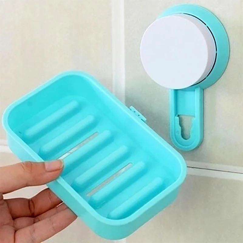 New Soap Dish Strong Suction Cup Wall Tray Holder Soap Storage Box For Bathroom Shower Tool