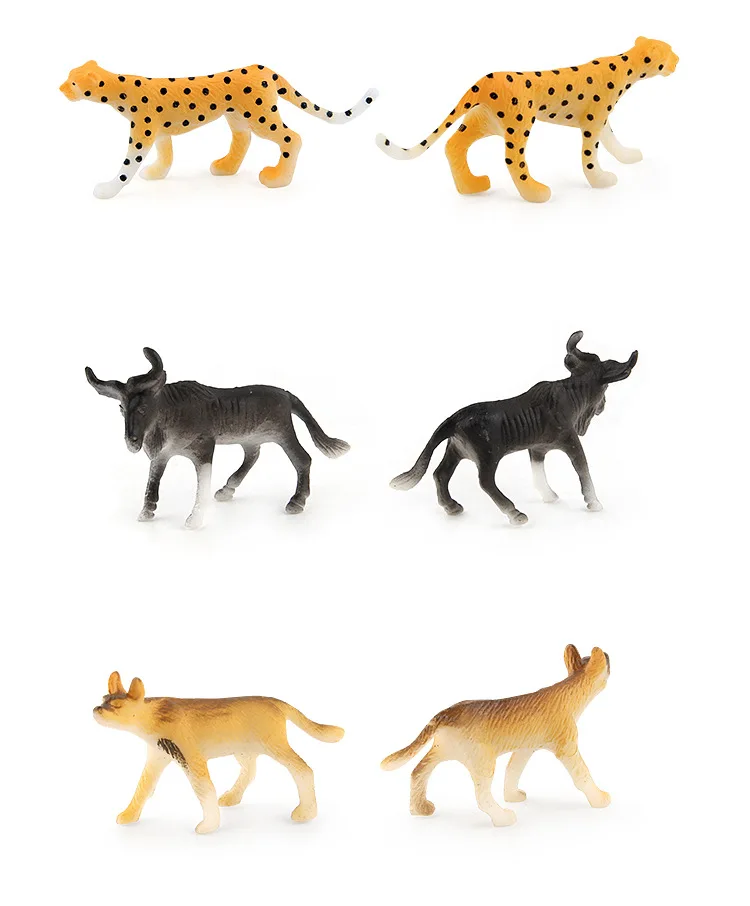 Маленькие фигурки диких животных мини-пластиковая игрушка для детей мальчик дикие животные модель набор джунгли дикие животные миниатюрная мультяшная фигурка украшение