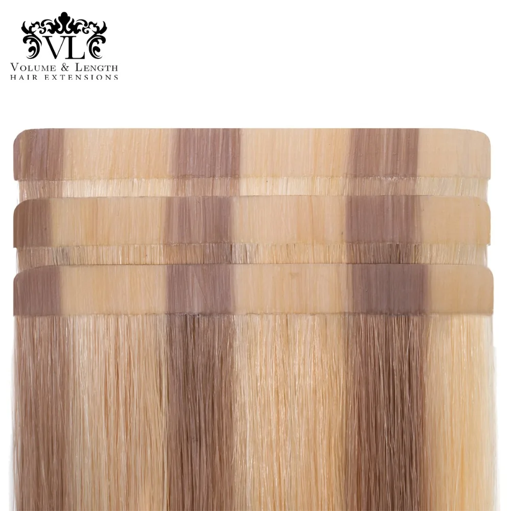 

VL 2.5g/pc Tape In Remy 100% Human Hair Extensions Straight Hair 20 pcs/pac 18'' Tape Hair Weft Ombre Blonde/Brown VL18T18