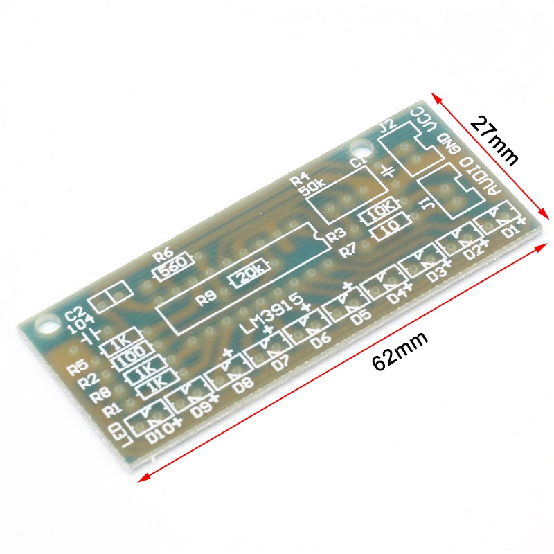 LM3915 аудио индикатор уровня Diy Kit 10 Led Звук Аудио анализатор спектра комплект