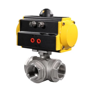 

1/4 inch NPT Thread Pneumatic Three Ways Ball Valve Stainless Steel 304 ANSI Pneumatic Ball Valve PTFE Seat Spring Returned