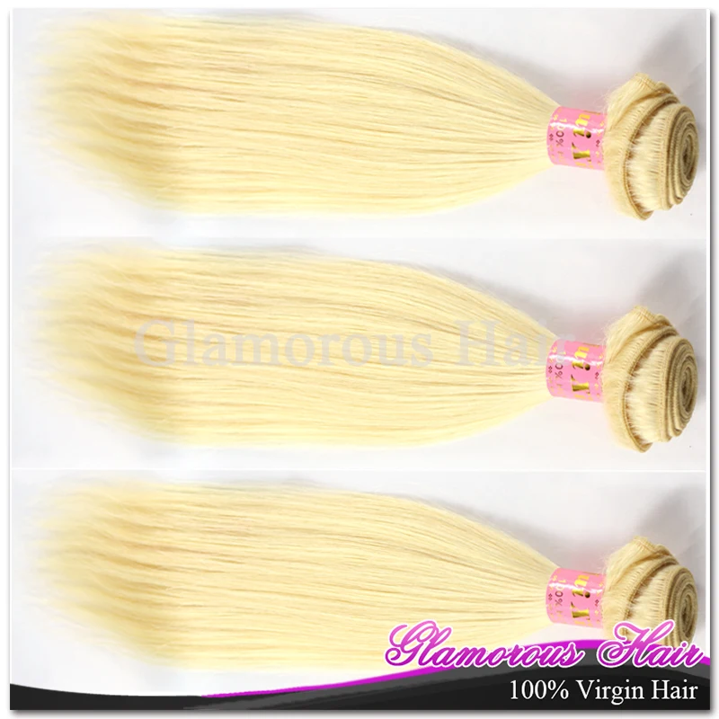 

Glamorous Free Shipping 1pc/lot Good Quality 613 blonde Cheap Brazilian Hair Blonde Straight Hair Weave