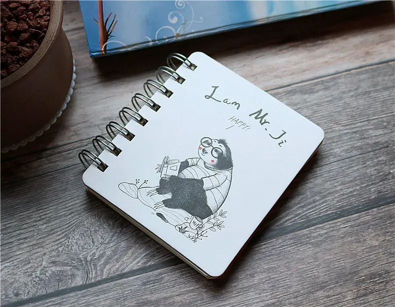 A7 Cute little animal notebook Hard surface iron ring hand holding portable notepad Student notebook - Цвет: solth