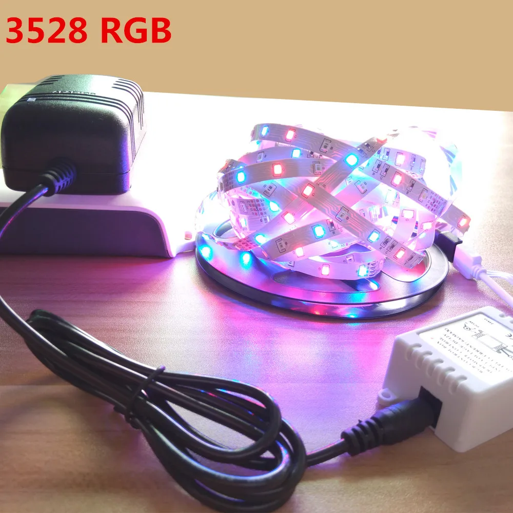 5 м/рулон RGB Светодиодная лента 2835 5050 3528 3014 SMD DC 12 В + 24Key пульт дистанционного