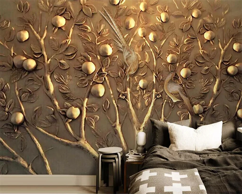 Beibehang Custom wallpaper murals 3D three-dimensional embossed fortune tree TV sofa background wall mounted murals 3d wallpaper