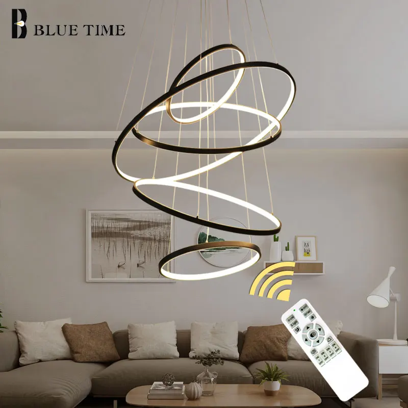 Modern Led Chandelier Rings Circle Ceiling mounted LED Chandelier Lighting For Living room Dining room Kitchen Black&White&Gold