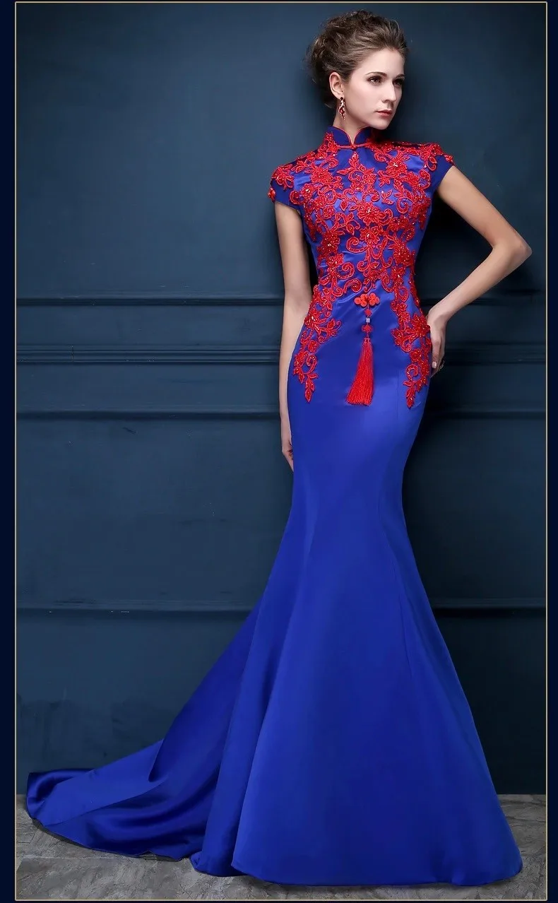 Royal blue Mermaid oriental styled dress (1)