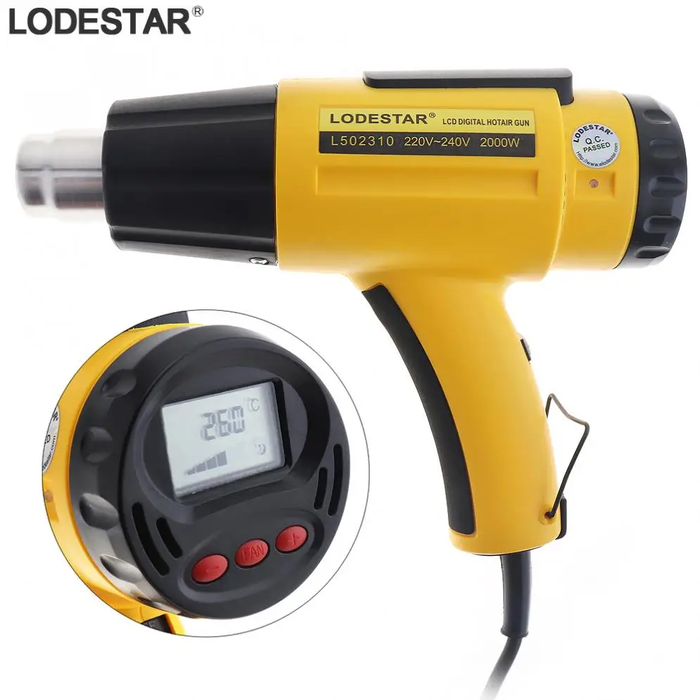 

LODESTAR Handheld 220-240V 2000W Digital Hot-air Gun Adjustable Temperature Heat Gun with LCD Digital Display