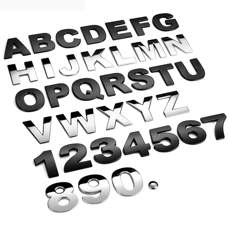 

Car Stickers 3D DIY Metallic Alphabet Sticker Digital Letter Automobiles Logo Car Accessories Motorcycle Sticker Decoration