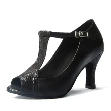 Женская танцевальная обувь для сальсы из искусственной кожи и кожи; каблук 8 см или другой каблук; кожаная подошва; обувь для латинских танцев; женская обувь; JYG939