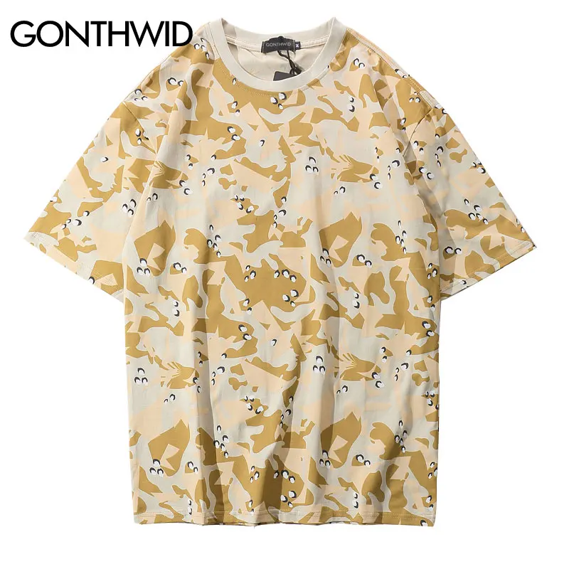

GONTHWID Desert Camo Tshirts Streetwear Men Hip Hop Casual Camouflage Military Combat Top Tees Summer Male Short Sleeve T Shirts