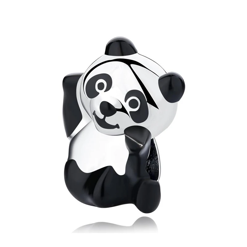 Бусины из стерлингового серебра 925 Шарм Лондонский автобус Эйфелева башня Подвеска «Путешествие» талисманы подходят Пандора браслеты DIY ювелирные изделия - Цвет: Playful Panda