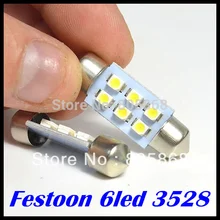 100 шт./лот гирлянда 6SMD 31 мм 36 мм 39 мм 42 мм 3528 1210 светодиодный салона крыши гирлянда светодиодный карта купольный светильник свет