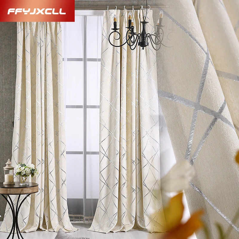 

Modern Geometric Embroidered Curtains For living Room/ Bedroom Blackout Curtains Window Treatment /drapes Home Decor tulle