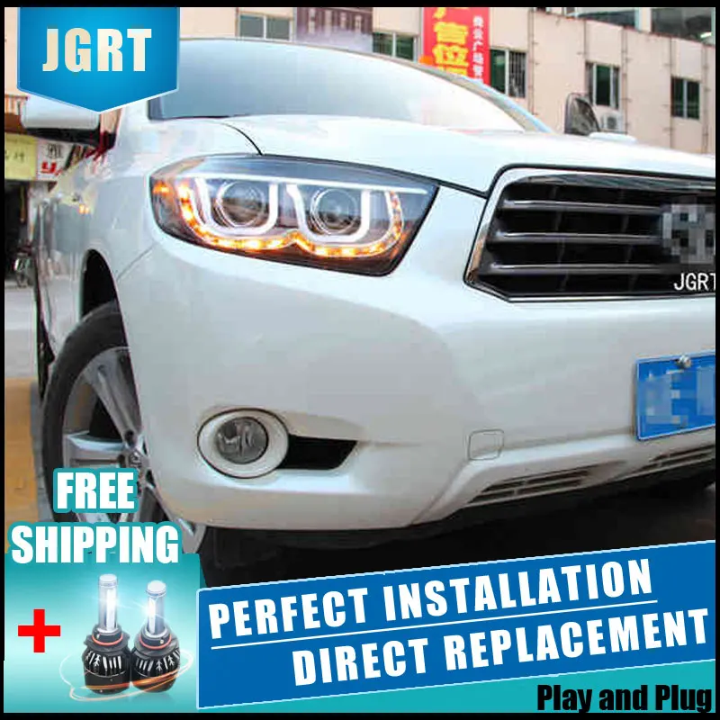 2 шт. светодиодный головной светильник s для Toyota Highlander 2009 2011 Автомобильный с