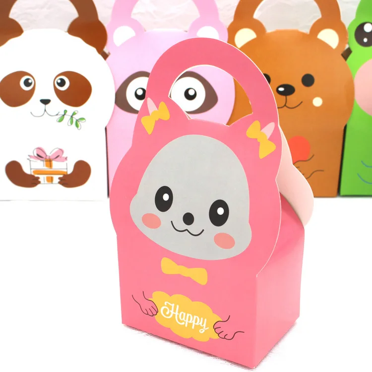 20 шт. 9x6x7 см коробка конфет Дети День Рождения мультфильм прекрасный мешок для печенья Крафт-бумага подарочная коробка ручка милые конфеты упаковка дети - Цвет: Pinkbaby
