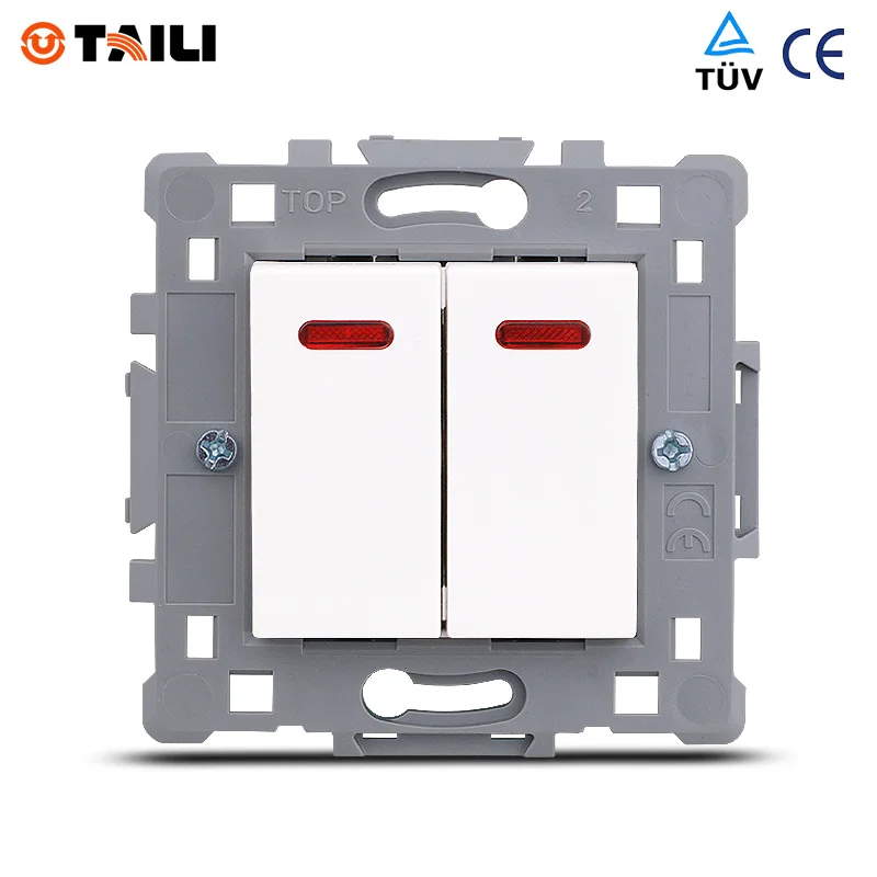 

2 Gang 2 Way EU standard Wall Switch DIY Function keys Light Switch Push button switches interruptor interrupteur 110~250V TAILI