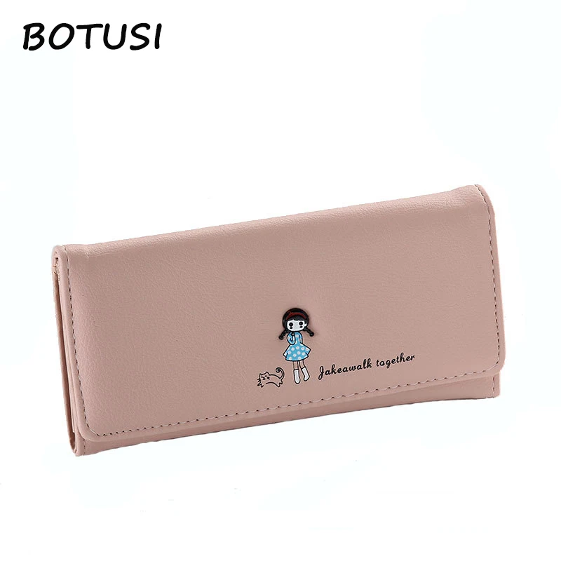 

BOTUSI Women Cute Wallet Slim Girl Wallet Female Coin Purse Fashion Purse Money Bag Card Holders Soft PU Leather Clutch Wallet