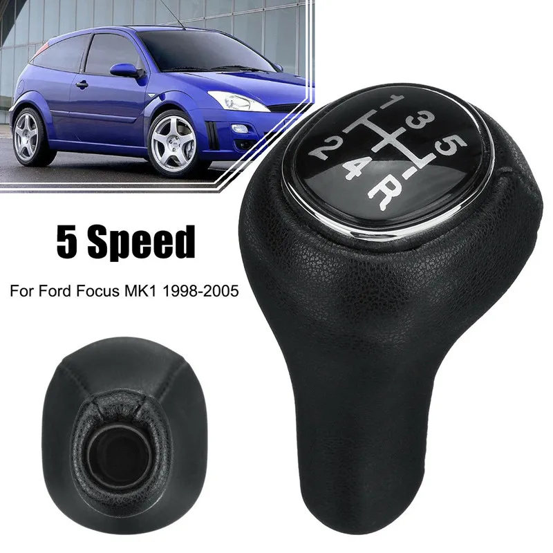 

5-Speed Gear Shift Knob for Ford Focus MK1 1998-2005 Gearshift Shifter Lever Stick Manual GearShifter Lever Stick Knob Leather
