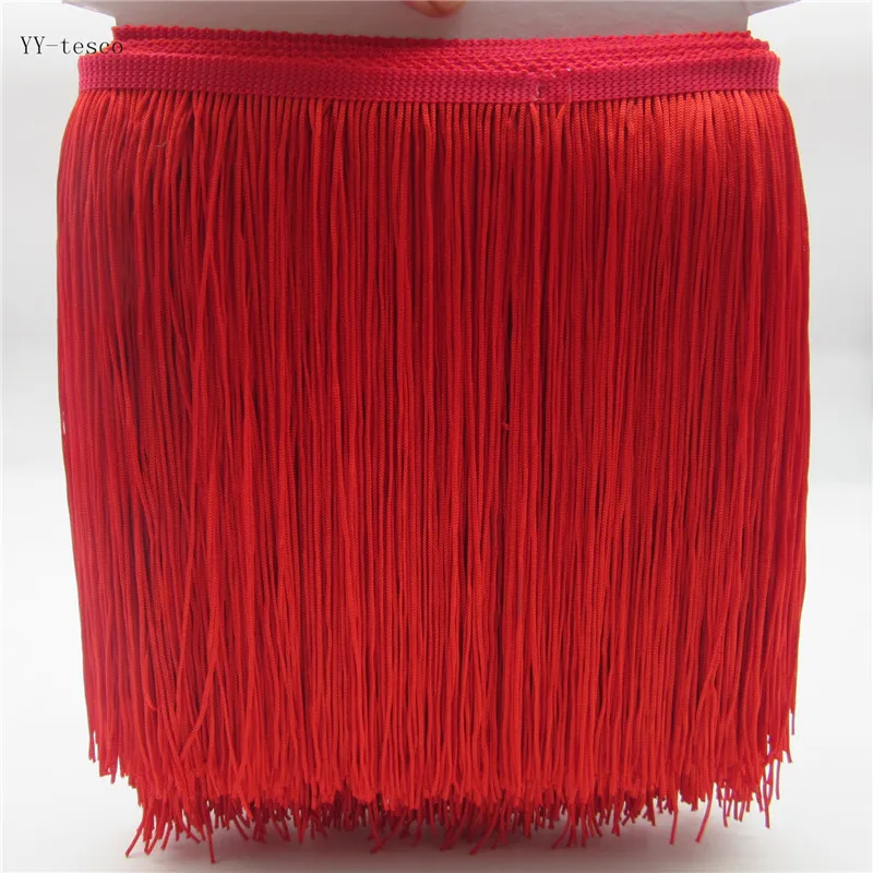 YY-tesco 10 метров 20 см широкая кружевная бахрома отделка кисточка бахрома отделка для латинских платьев сценическая одежда аксессуары кружевная лента кисточка - Цвет: red