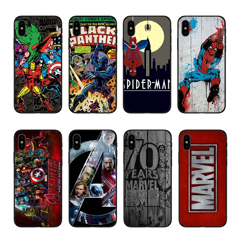 

IMIDO Marvel Comics Novelty Fundas Phone Case Cover For iPhone 8 7 6 6S Plus X XS XR XSmax 7 8 plus Cover Back capa