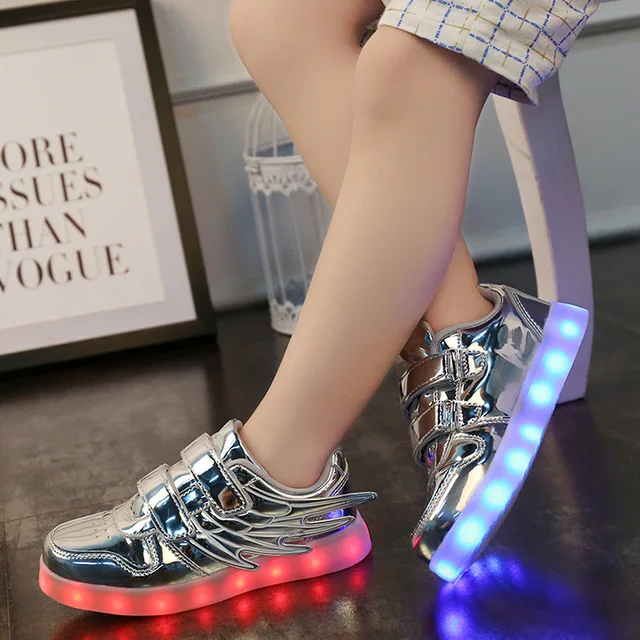 Eur Размер 25-35 Детей LED Shoes USB Зарядка Световой Кроссовки Light Up Shoes Дети Мальчик и девочка