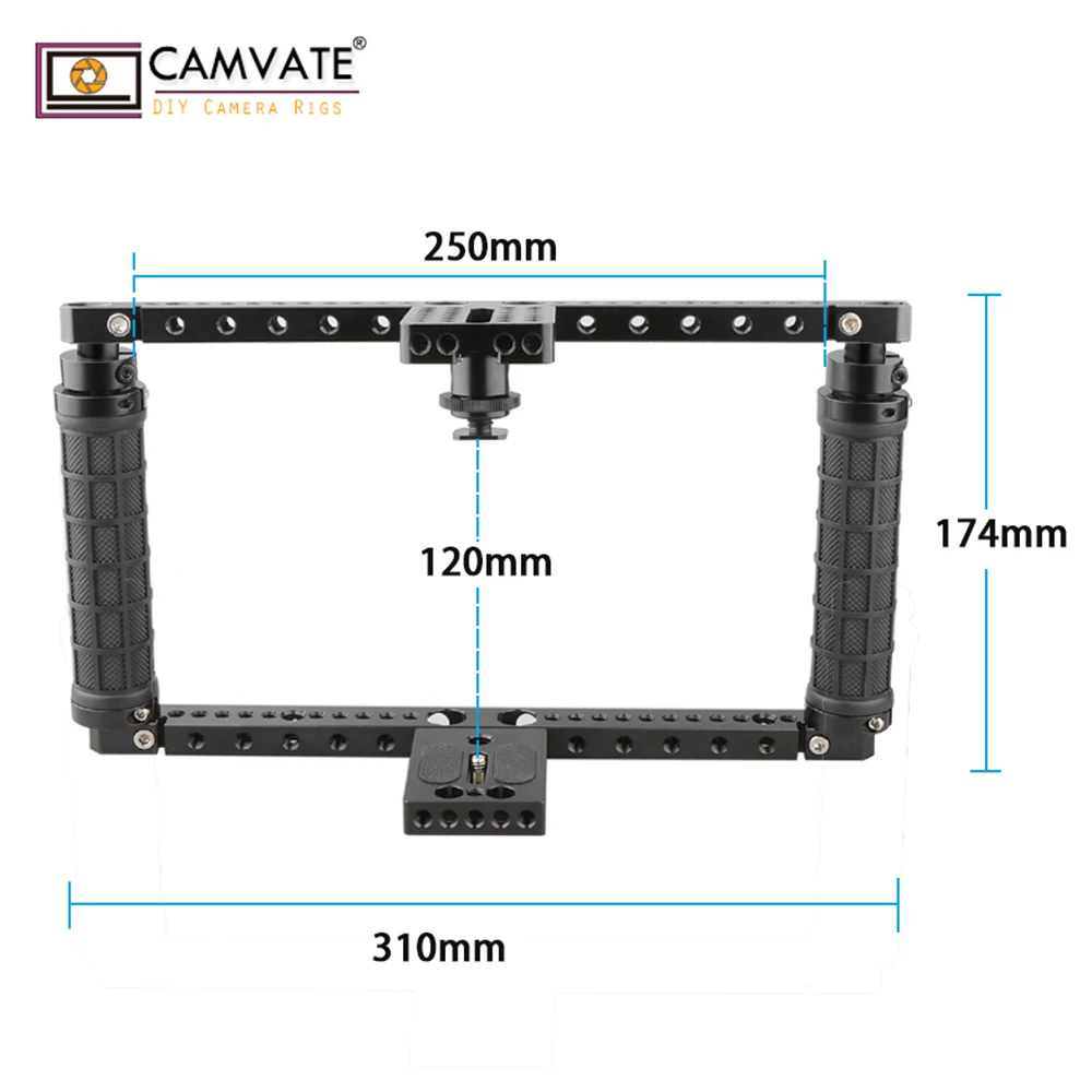 Camvat Регулируемая клетка с QR Горячий башмак адаптер(батарейный блок) C1808 камера фотографии аксессуары