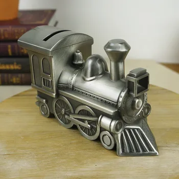 

Retro Train Piggy Bank Home Decor Decoration Metal Crafts Creative Children's Birthday Gift Coin Piggy Bank