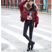 Guesod/ г., Женское зимнее пуховое пальто короткая куртка-пуховик для девочек корейская модная утепленная универсальная куртка с воротником из меха енота для студентов