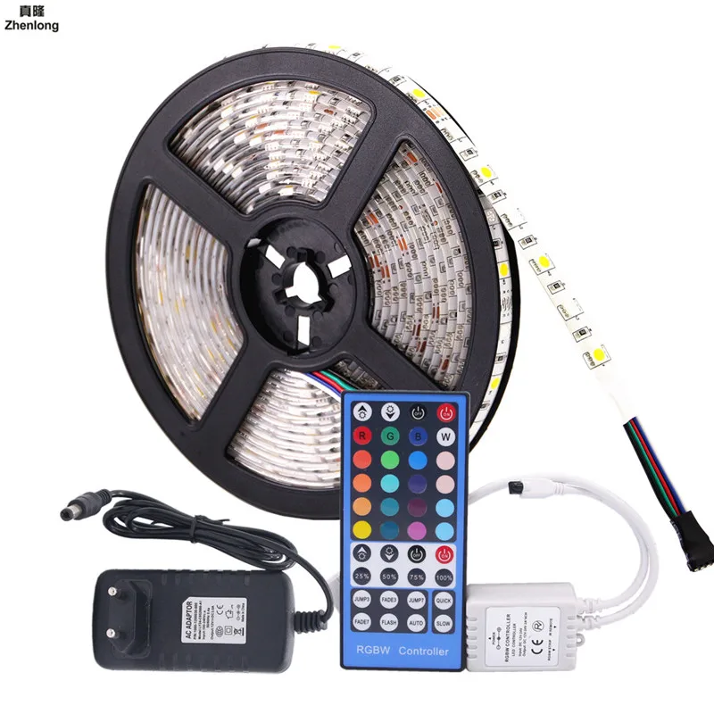 SMD 5050 RGB светодиодные полосы водонепроницаемый DC 12 V 5 M 300 светодиодный RGBW RGBWW светодиодный свет гибкие полосы с 3A питанием и лентой дистанционного управления