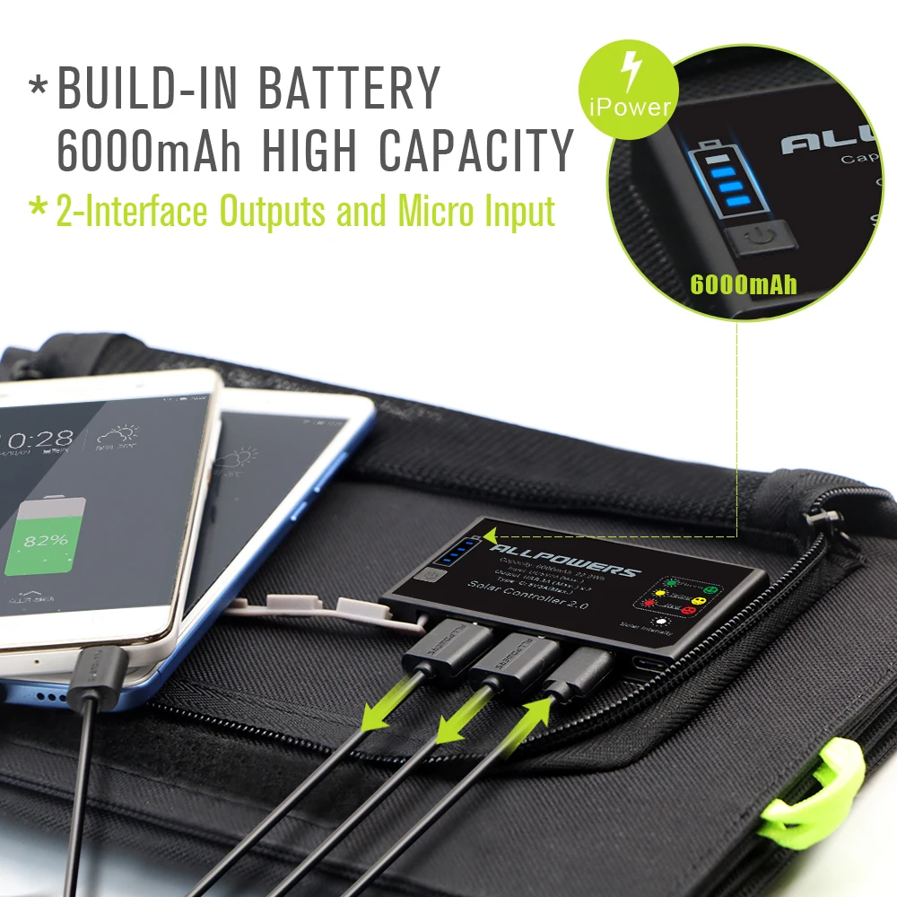 ALLPOWERS Newest Solar Panel Charger Rechargeable Solar Charger 6000mAh for iPhone 6 6s 7 7plus 8 iPhone X Huawei Xiaomi Samsung ALLPOWERS Newest Solar Panel Charger Rechargeable Solar Charger 6000mAh for iPhone 6 6s 7 7plus 8 iPhone X Huawei Xiaomi Samsung