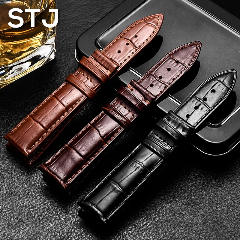 

STJ Calf Leather Watchband Men Watch Band size 14mm 16mm 18mm 19mm 20mm 21mm 22mm Watch Strap for Tissot Seiko Watch wristband