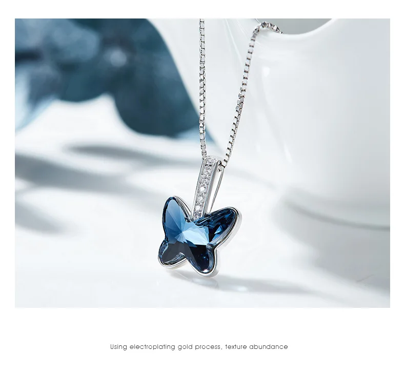 CDE ожерелье украшено кристаллами из стерлингового серебра 925 пробы от Swarovski женщин кулон ожерелье бабочка воротники Ювелирные изделия Подарки