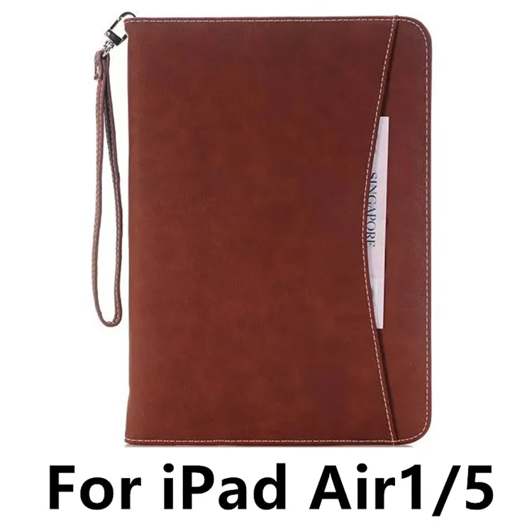 Роскошный чехол из искусственной кожи для Apple iPad Air 2 Air 1 Tablet Case Wallet Smart Cover для iPad 6 iPad 5 iPad Pro 9,7+ стилус - Цвет: Dark Brown 1