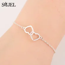 SMJEL Любовь Сердце Форма браслет для женщин браслеты нержавеющая сталь пара ювелирных изделий подарок на день Святого Валентина acero inoxidable joyeria mju