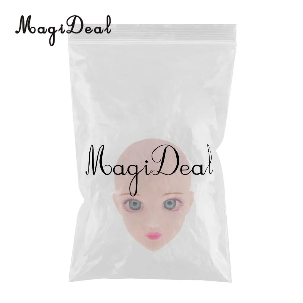 Jointed Girl Doll Head with Blue Eyes for 1/6 BJD Doll Body Parts Accessory