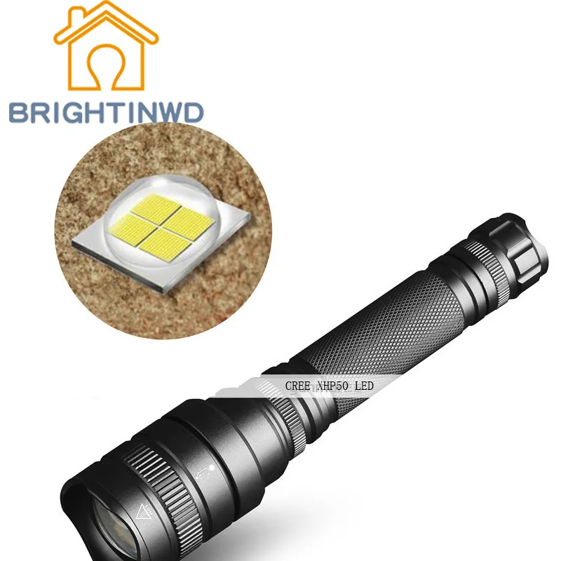 

BRIGHTNWD LED Glare Zoom Long-range Flashlight Aluminum Alloy 18650 Powerful Tactical Explosion Proof Cree Xhp50 Outdoor Lantern