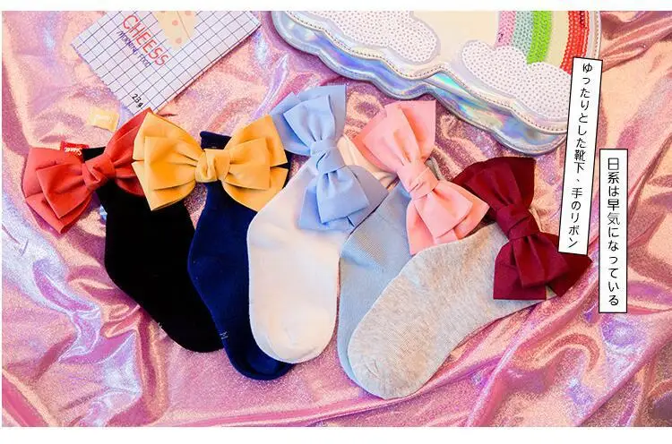 Носки для маленьких девочек хлопковые детские носки с двойным бантом мягкие нескользящие носки принцессы для маленьких девочек от 1 до 8 лет