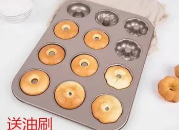 

Non-stick 12 doughnut mold large 6-piece round cake mold household bread baking tray