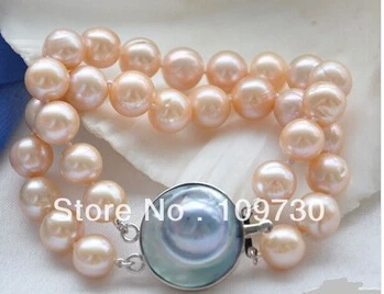 

hot sell2row 8" 12mm ROUND PINK PEARL BRACELET MABE