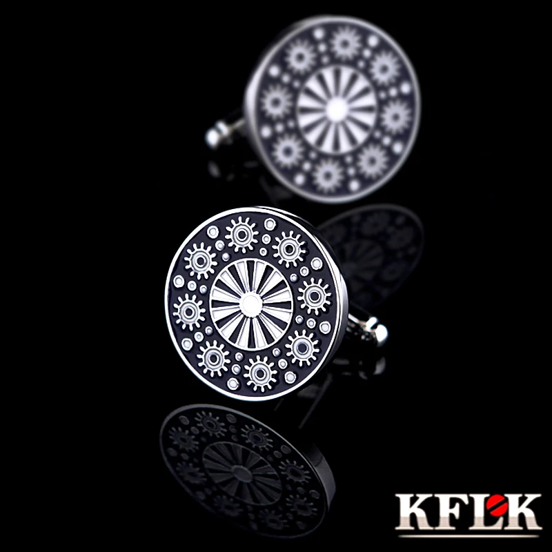 

KFLK Jewelry French shirt Fashion cufflinks for mens Brand Black Cuff link Wholesale Button Wedding High Quality Free Shipping