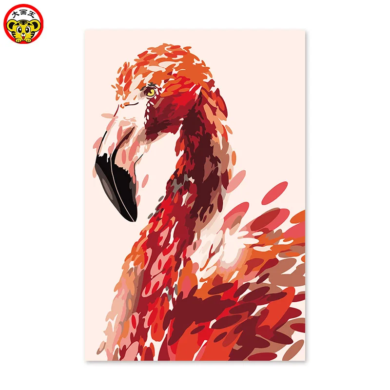 

painting by numbers art paint by number hand finished work Gift Red Flamingo paintings on the numbers of birds picture by numbe