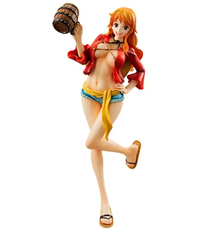 New Fashion anime One Piece Nami action figure with Barrels large model