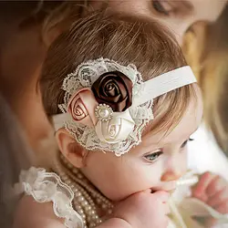 1 шт 2018 новорожденных детские головные уборы детское украшение на голову с цветами розовые кружевные ободки Девушка почувствовала шарф с