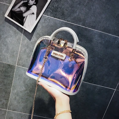 Желейная прозрачная летняя маленькая сумка женская новая волна Корейская версия дикого посыльного Мобильная цепь косметическая сумка для макияжа - Цвет: 4