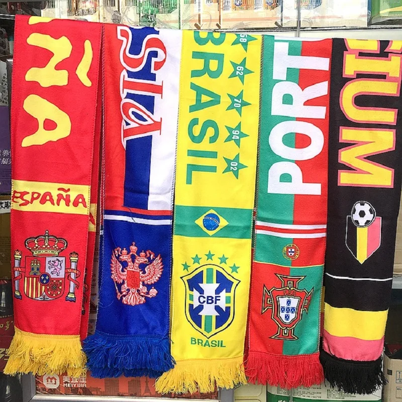 روسيا لكرة القدم المشجعين وشاح لكرة القدم مروحة وشاح البرازيل الأرجنتين اسبانيا المنتخب الوطني الصياح هتاف راية
